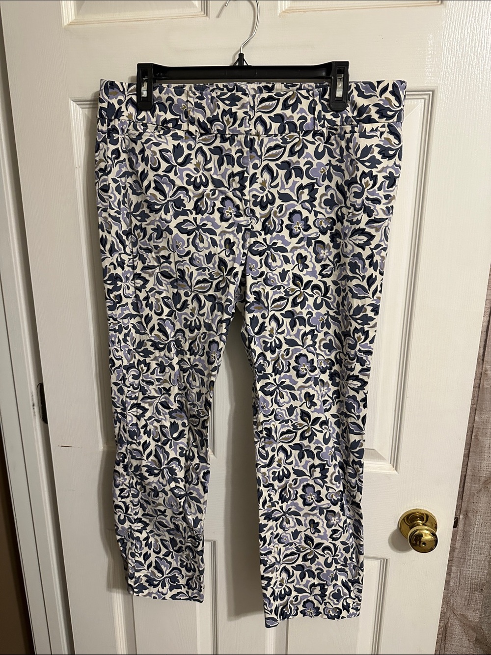Ann Taylor Factory Blue and White Floral Cropped Pants
